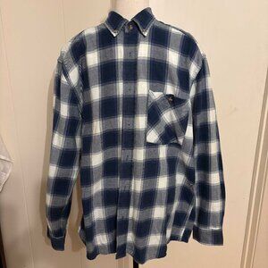 Men's Shirt Stillwater Supply Co. - Blue Plaid Cotton Flannel - Size Large